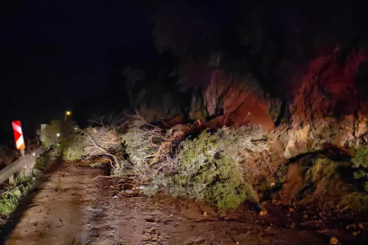 Mudanya-Kurşunlu yolunda geceyarısı heyelan! Yol ulaşıma kapandı